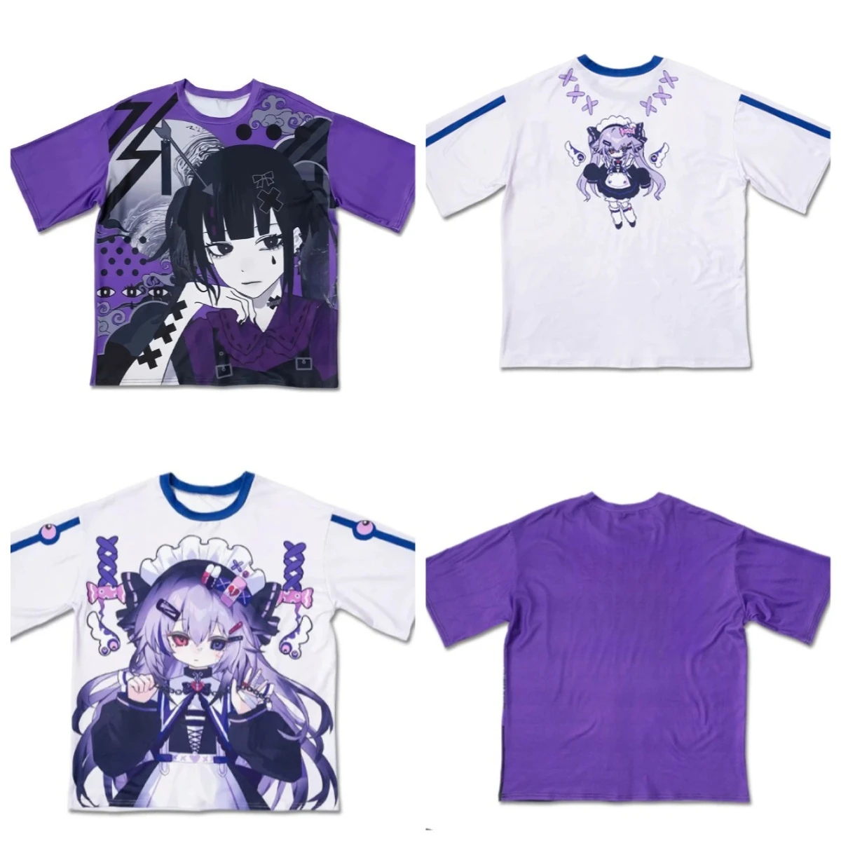 Purple Anime Tee Shirt for Girls and Children for Men and Women Couples Sweet Cool Asian Culture Leisure 3D Print Short Sleeve