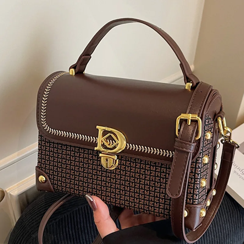 

​​Vintage Runway Crossbody Bag Women High Aesthetic Shoulder Purse Distressed Texture Gallery Opening Chic​​