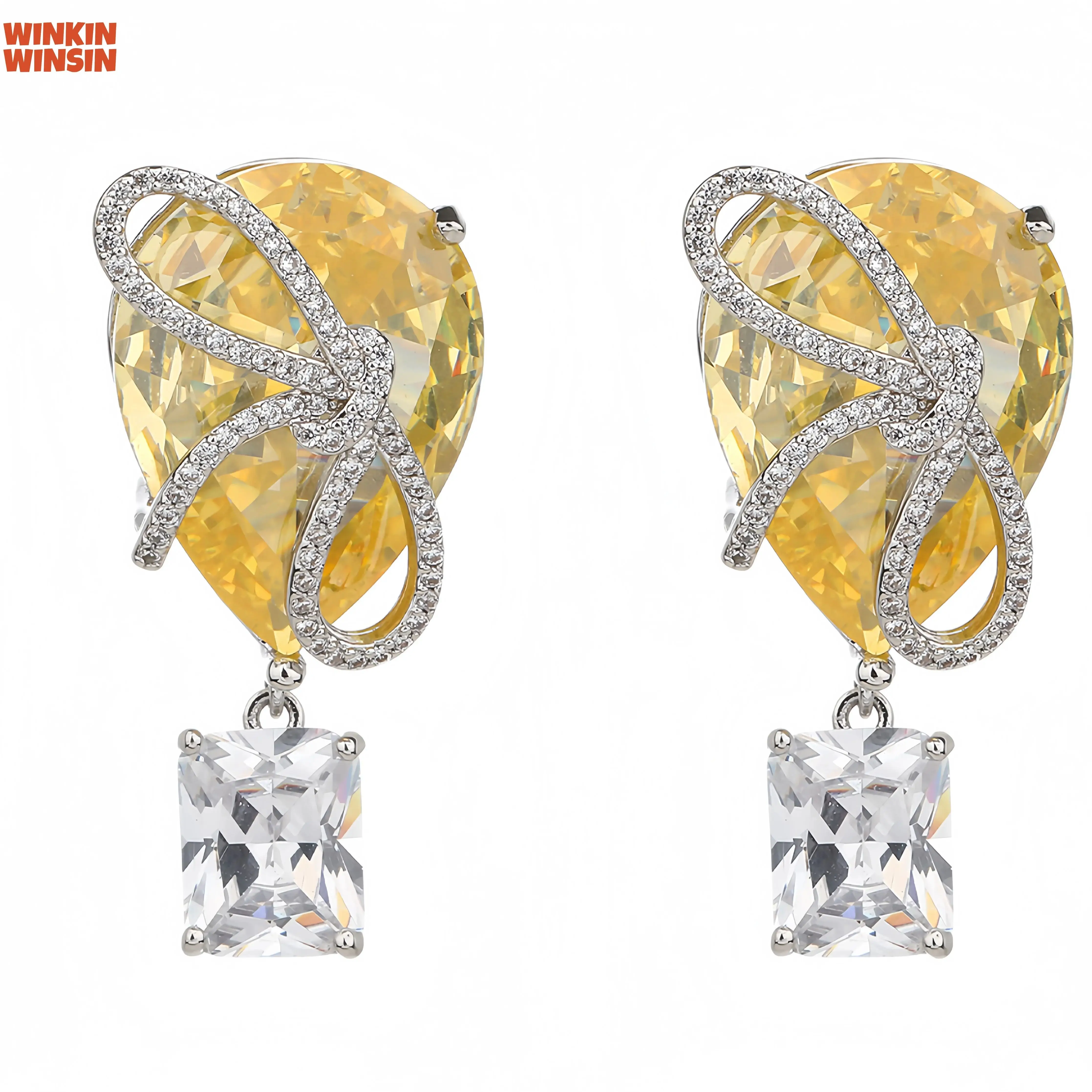 

WINKIN WINSIN Brand MST High Quality Lab Grown Gemstone Ear Pendant Drop Earrings For Woman 925 Sterling Silver Earrings Jewelry