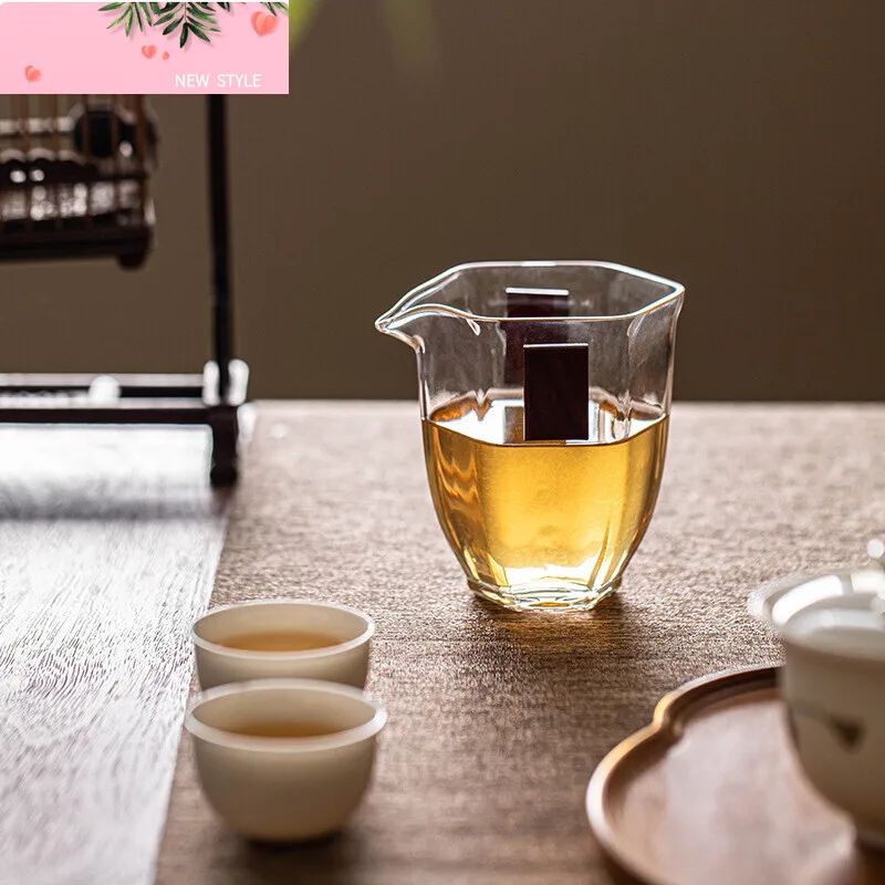 

210 мл бутик шестиугольный стеклянный кувшин для чая из красного дерева, противоожоговой разделитель для чая, чашка для японской справедливости, посуда, принадлежности