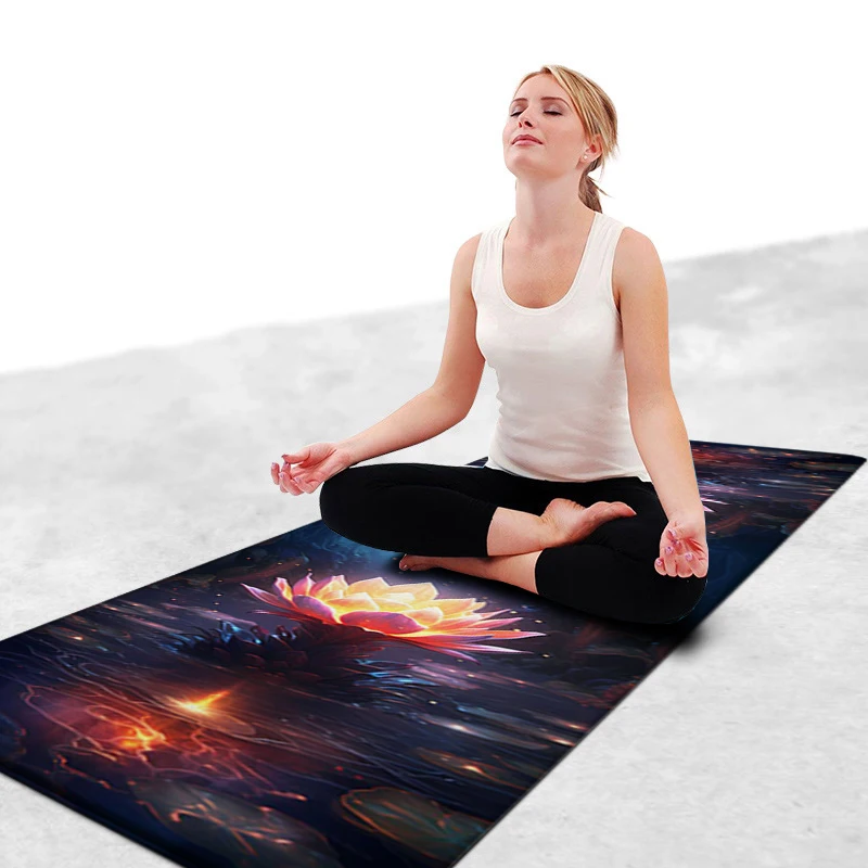 Magical Psychedelic Lotus Carpet Yoga Meditation Mat Bedroom Bedside Spiritual Healing Kneeling Buddha Rug Kitchen Home Decor