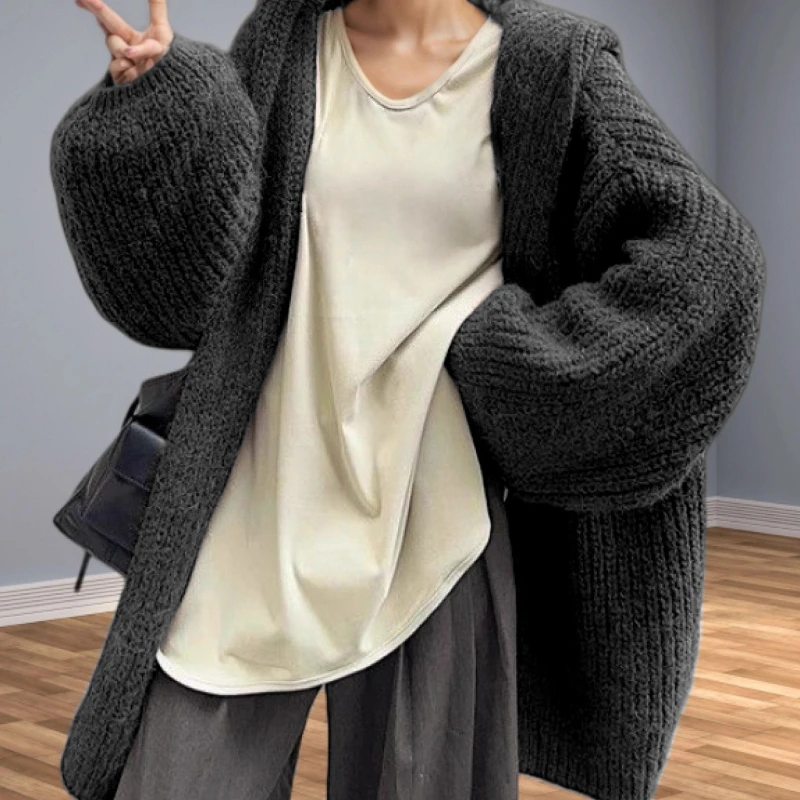 

Women's New V-neck Imitation Camel Wool Versatile Cardigan Sweater Foreign Trade Knitted Sweater Women's Hoodie