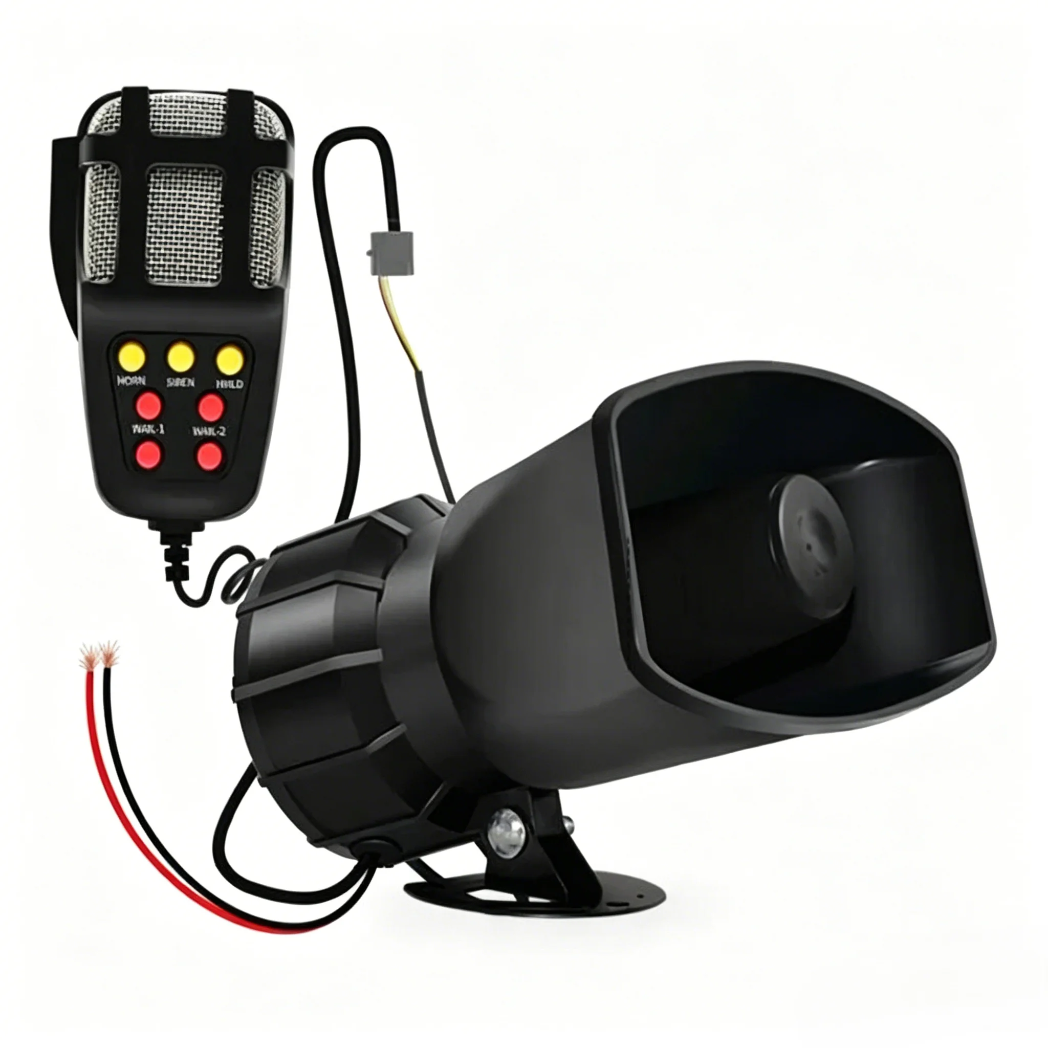 60w-12v-24v-7-トーン警察サイレン警報アンプ車マルチトーン警告ホーンバイクアラムホーンメガホントラック緊急警報器