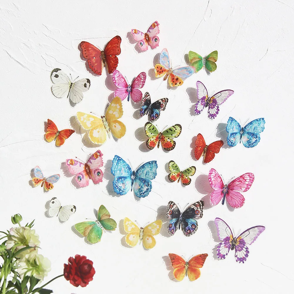 24/36Pcs Watercolor Butterfly 3D Wall Stickers Butterflies Room Home Decoration Self-adhesive Mural For Wedding DIY Decor Decals