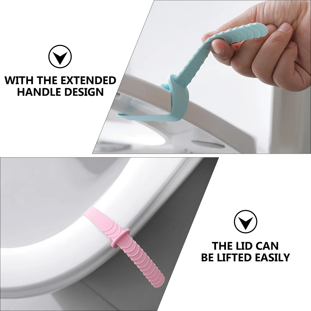 12 Pcs Toilet Lid Lifter Seat Closestool Handle Cover Uncover Anti-Dirty Bathroom Silica Gel Accessory Accessories Child