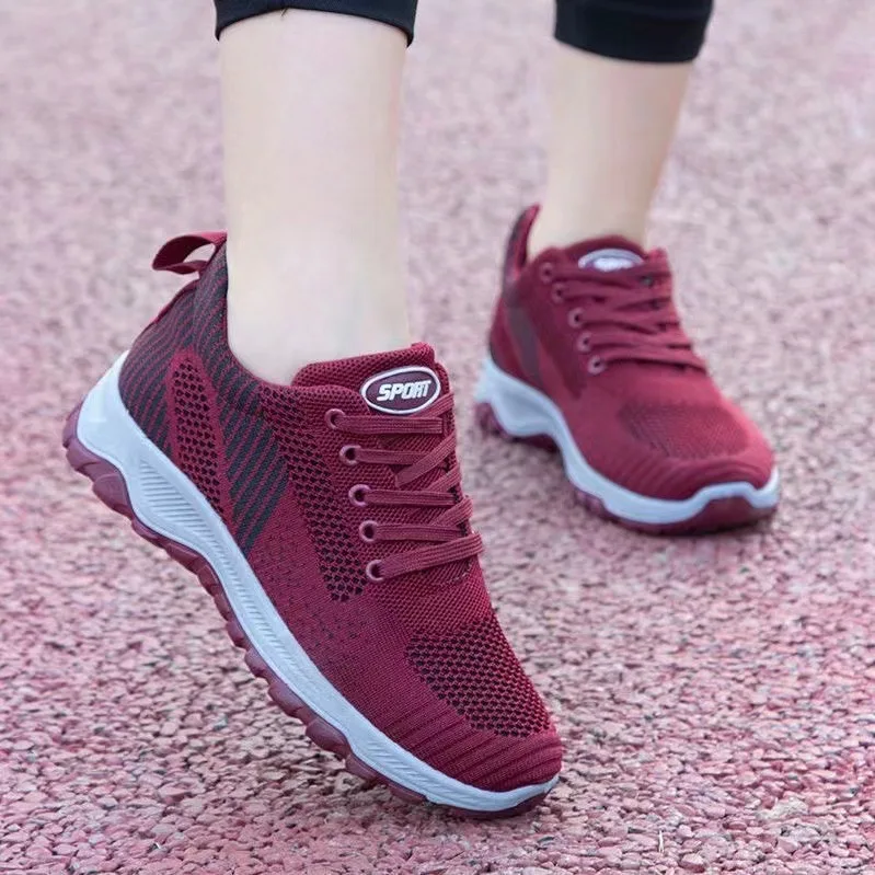 Women Sneaker Mesh Breathable Lightweight Sports Shoes Soft Bottom Lace-up Comfy Outdoor Running 2024 Summer