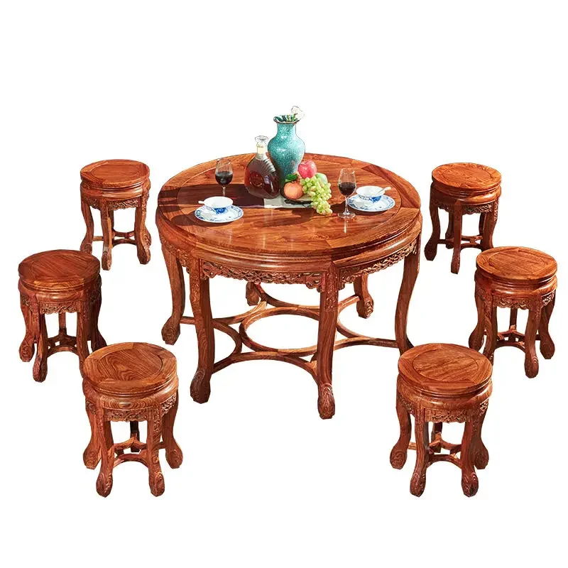 Mahogany round table small apartment hedgehog mahogany round table new Chinese style mahogany balcony round table