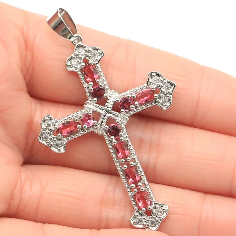 Buy 4 Get 1 Free 57x35mm Cross Golden Citrine Kunzite Rhodolite Garnet Swiss Blue Topaz Lolite Daily Wear Women Silver Pendant