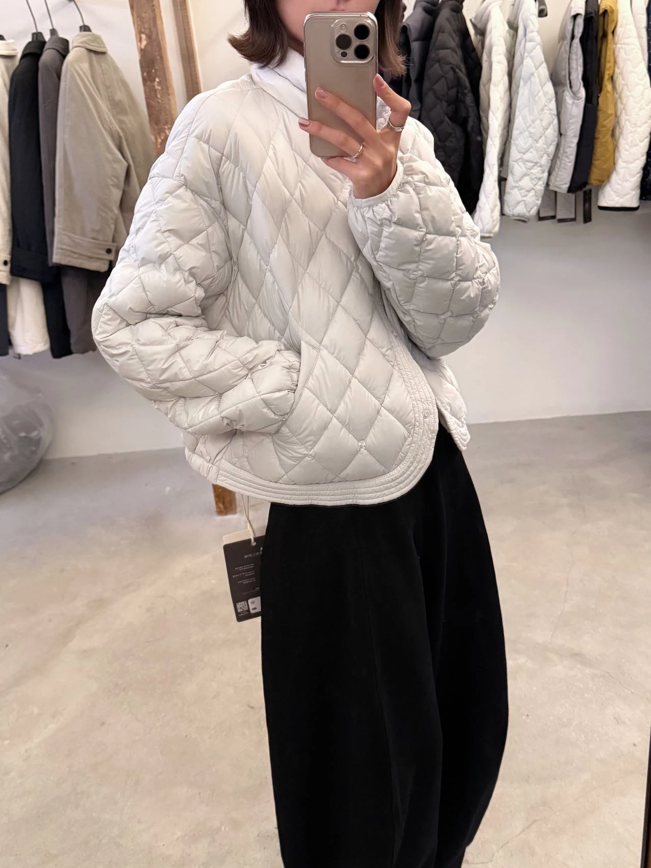 

Classic Diamond Pattern Loose Casual Warm Autumn Winter down Jaet Stand Collar Button Design Korean Sle Commute Faion