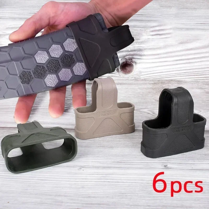 6PCS 5.56mm Fast Magazine Rubber Holster for M4 M16 AR15 AK GL 17 M9 Mag Pouch Sleeve Rubber Slip Cover Hunting Gear
