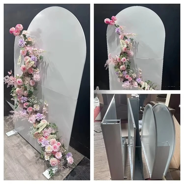 Custom metal background props wedding event party decoration new design white flower frame