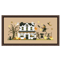 Halloween czarownica obok drzwi zestaw do haftu krzyżykowego kreskówka 18ct 14ct 11ct lniane płótno lniane haft DIY