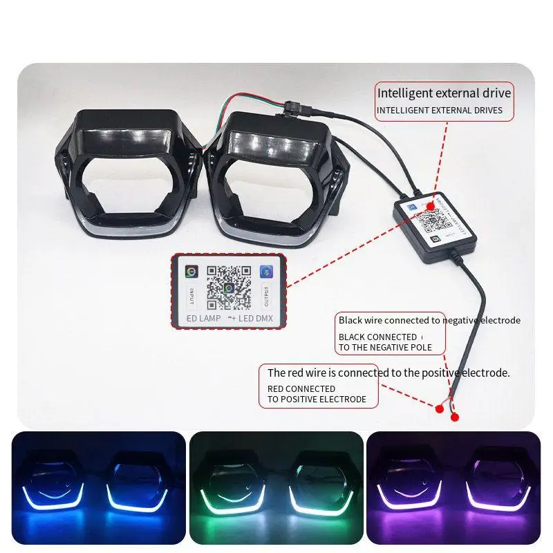 

3 Inch Square Projector Lens Mask for BMW Car Motorcycle Headlight RGB Silver Trim Upgrade