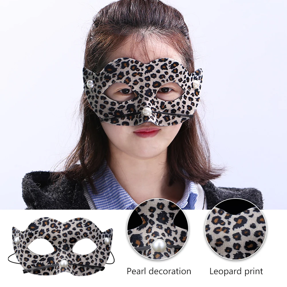 4 pçs pvc leopardo impressão máscaras para festa de halloween cosplay fantasia vestido adulto crianças fontes de festa de halloween máscaras com elástico