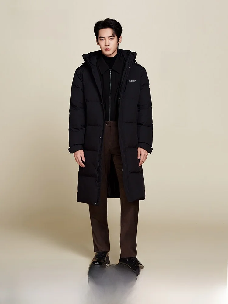 

Мужской удлиненный пуховик Bosideng: повседневный, свободный крой, ветрозащитный, с наполнителем из утиного пуха и полиэфирного волокна, утепленный, для активного отдыха и города