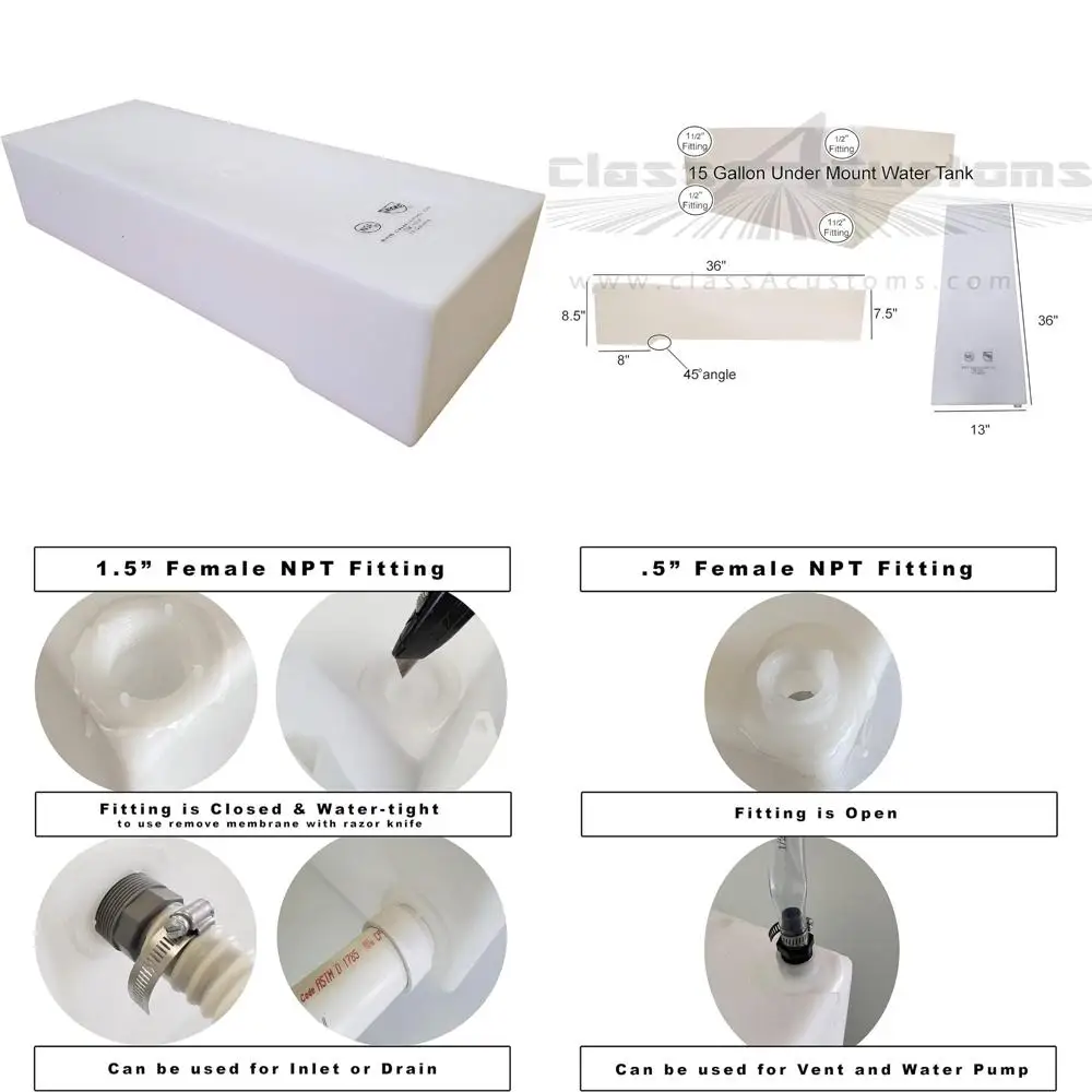 16-галлонный удерживающий бак для свежей и серой воды под креплением для автофургонов