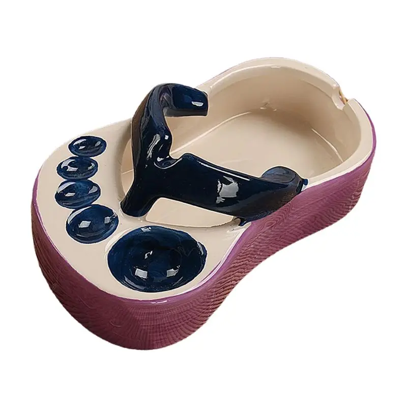 A7THK-Cartoon Footprints Ashtray Flip-Flop Ashtray Food Boats French Fry Cup Holder Dark Blue