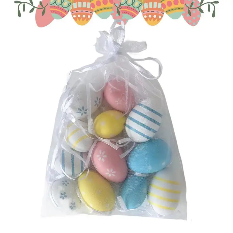 Small Easter Egg Decor 12X Colorful Ornament Eggs Easter Decoration Reusable Spring Holiday Scene Props Seasonal Table Eggs