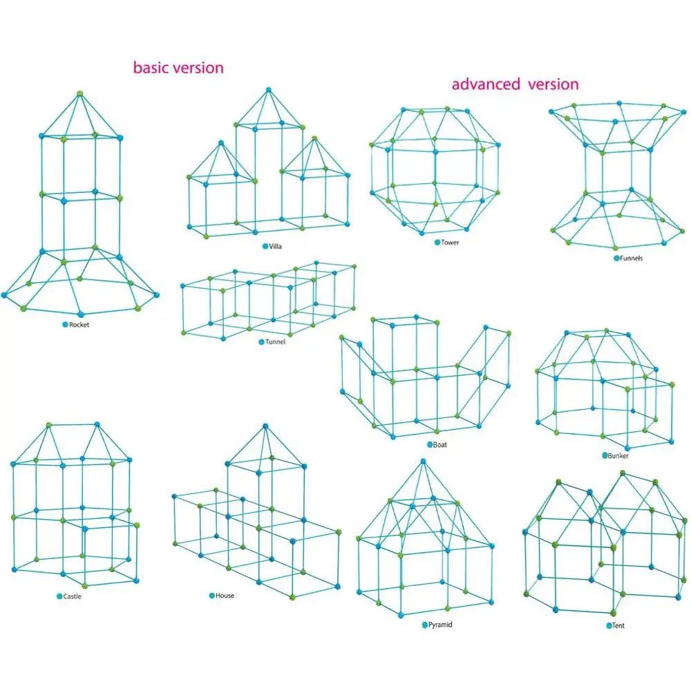 مجموعات بناء فورت للأطفال، 85 قطعة من ألعاب فورت للأولاد والبنات، خيمة لعب نفق القلعة لبناء المنزل بنفسك