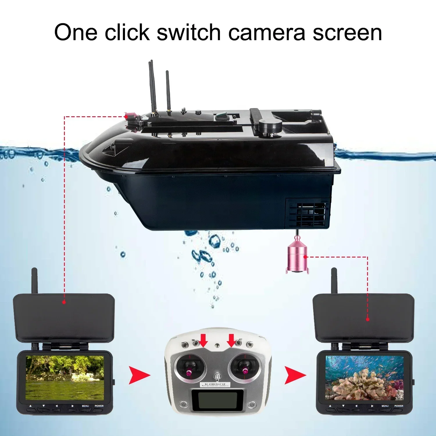 600M Popular Silen Motor Runs Quietly Fishing Vait Boats Fishing Accessories Bait Boat Fishing Bait Boat With  Visual