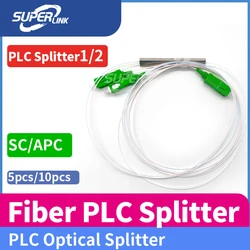 5pcs/10PCS Fiber optics PLC Splitter 1x2 SC APC 1 : 2 ftth Mini steel tube type  0.9mm optical fiber Splitter SC/APC Connector