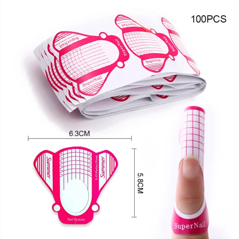 Punte per unghie francesi Estensione gel UV acrilico Forma arricciata Adesivo gel per unghie Guida artistica Stampo Stencil per manicure Strumenti acrilici