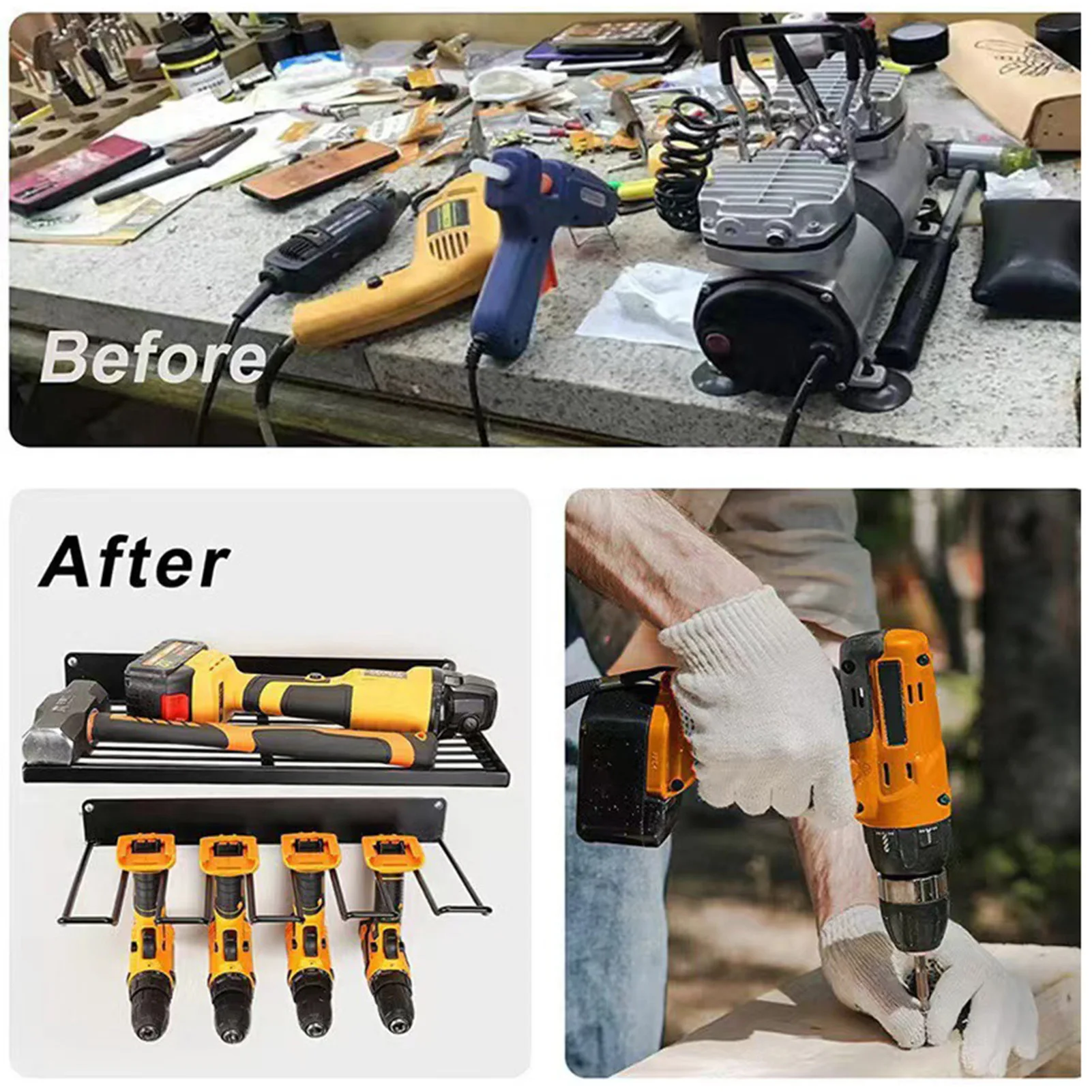 Iron Metal Screwdriver Organizers Wall Mount Screwdriver Organizer Pliers Holder Suitable for Cordless Drill