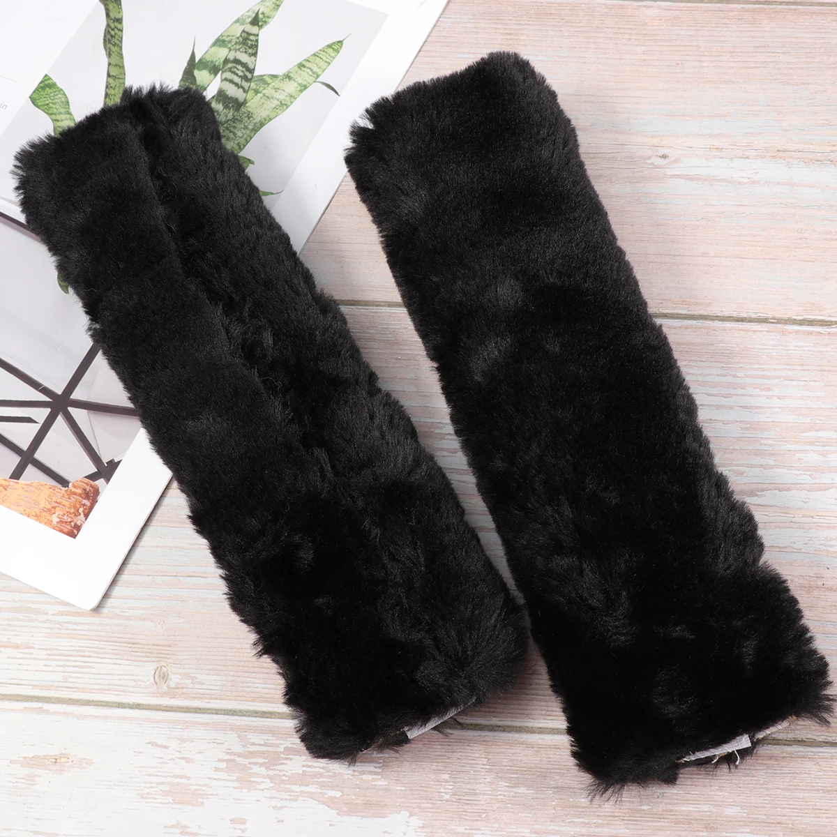 

Pair Shoulder Pads Cushion Cover Padded Comfortable Driving Easy Install Black Artificial Sheepskin For Handbag Luggage