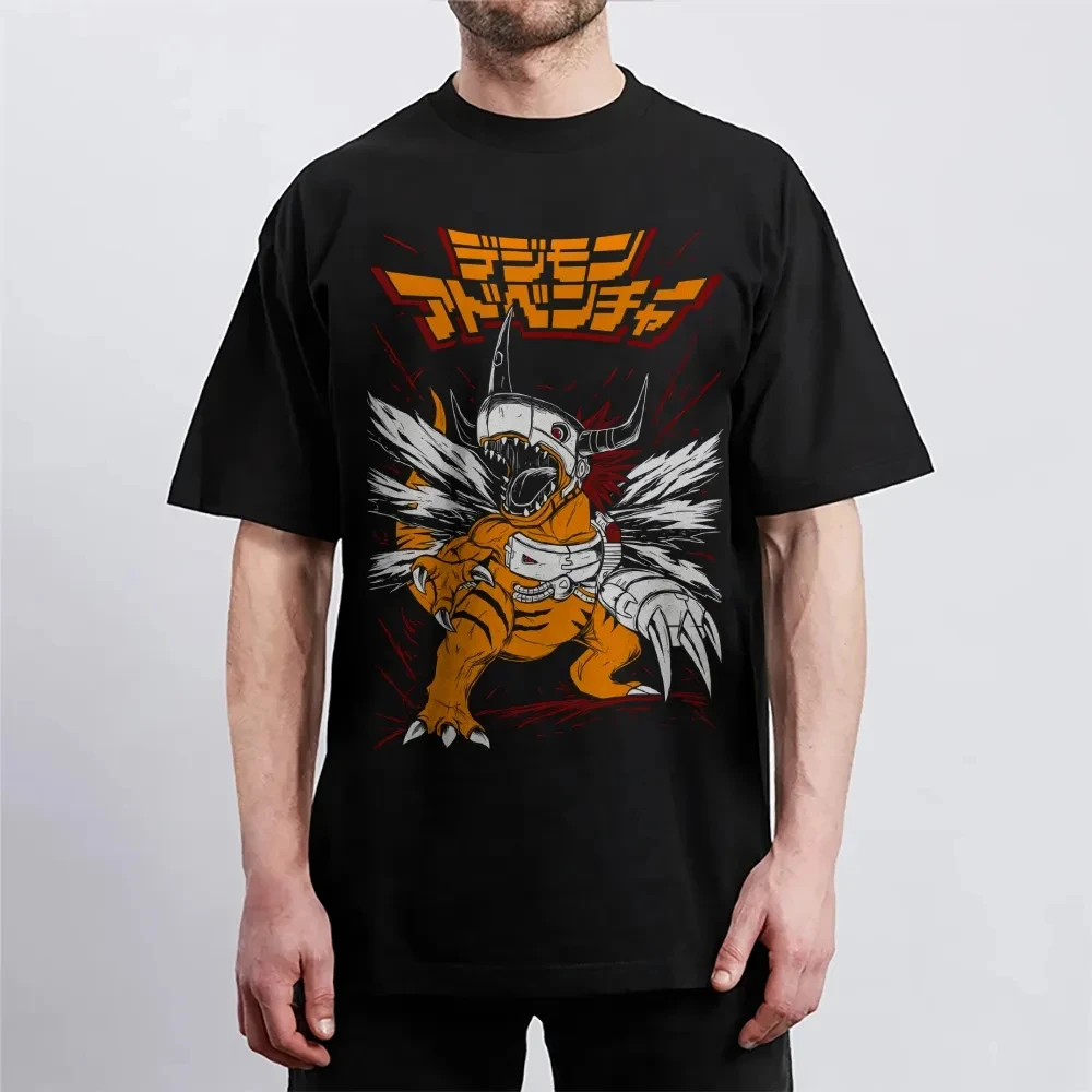 Digimon Cotton Unisex Round Neck Anime T-Shirt Men's Women's Summer Fashion Breathable Street T-Shirt