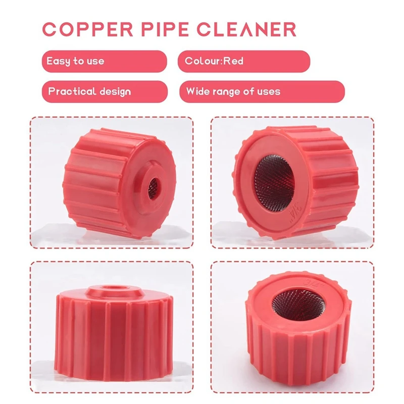 3Pcs Copper Pipe Cleaner Set 1/2 Inch, 3/4 Inch And 1 Inch Copper Tube Brush Plumbing Cleaning Brush Easy To Use