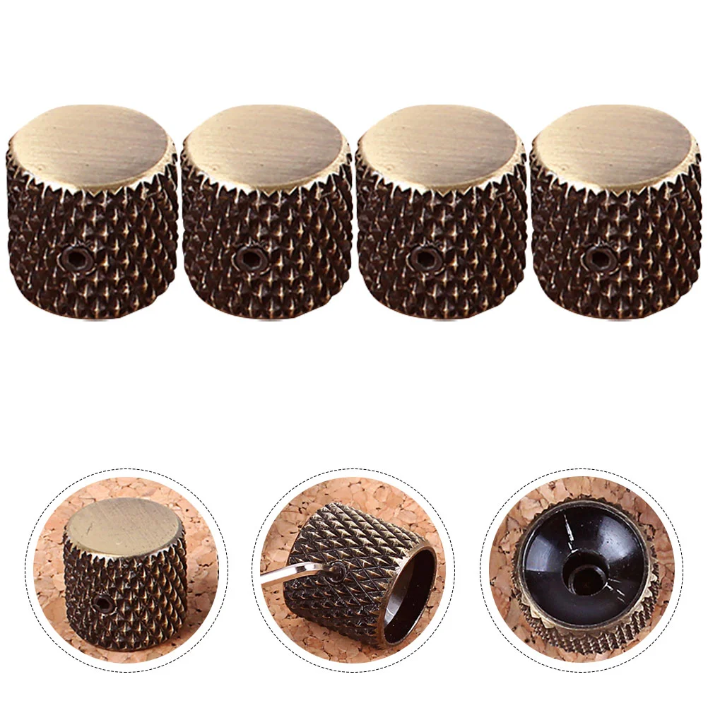 4 Pcs Electric Guitar Accessories Brass Bass Control Knob Aluminum Alloy Amplifier