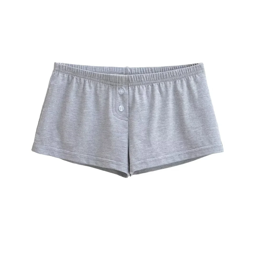 الأمريكية BM Sle منخفضة الخصر orts المرأة الصيف عادية المنزل بوت السراويل واسعة الساق السراويل الساخنة زر عقدة ملابس خارجية #5