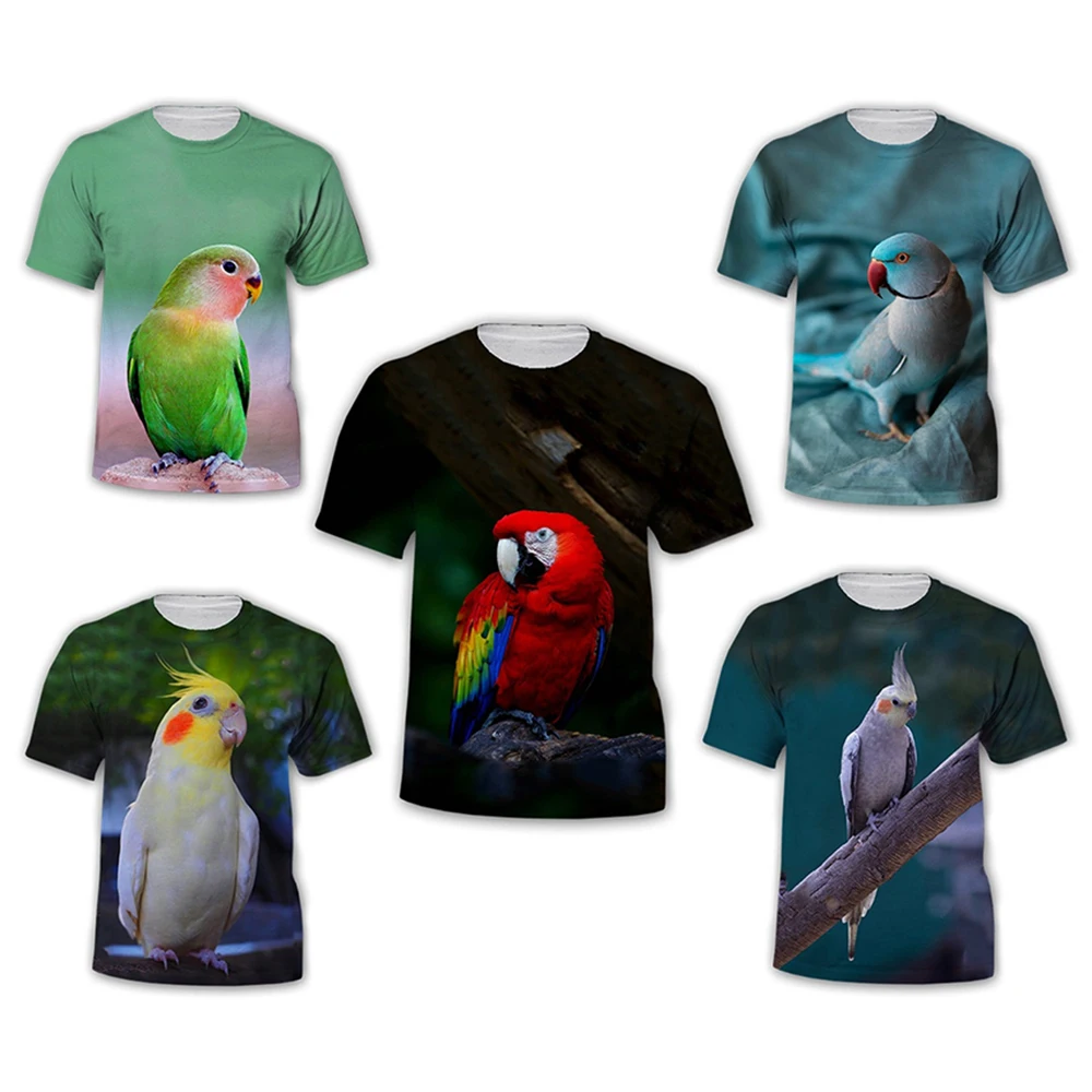 Summer hot selling fashionable personalized parrot fun 3D printed pattern funny eye-catching T-shirt