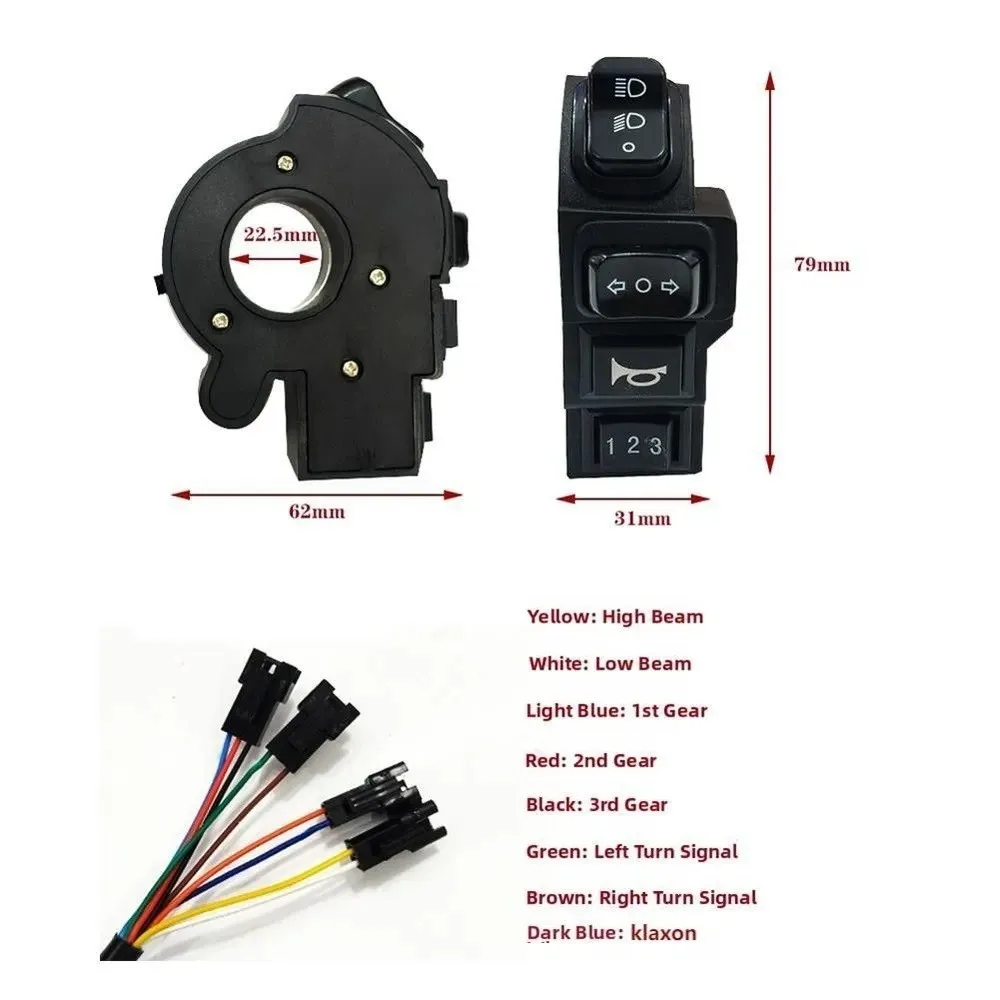 Interruttore di Controllo 4-in-1 per Faro, Indicatore di Direzione, Connettore SM a 9 Pin, Interruttore Integrato per Clacson E-Bike 22mm