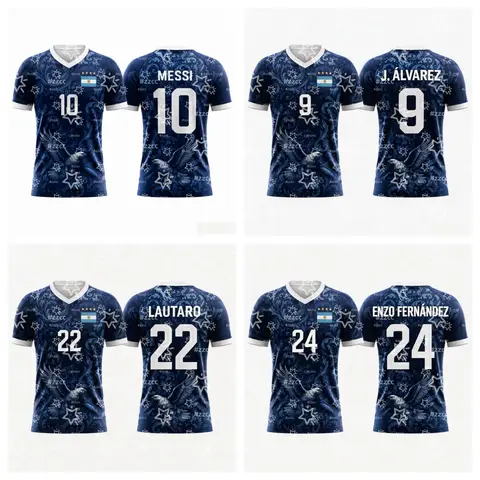 2026 Messi 10 Argentina Soccer Jersey Fans Commemorative Football Costume Gift Summer Sports Men's T-Shirt Children's Clothing ﻿