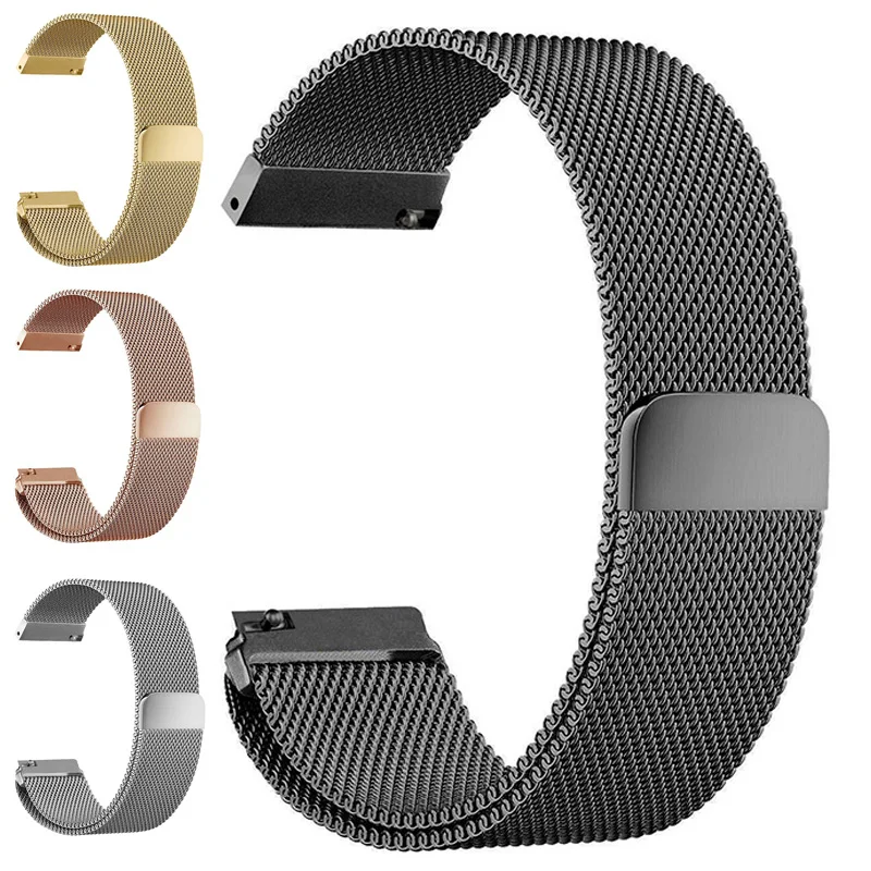 Mesh Milanese Loop Watchbands For Galaxy Watch 3 4 5 Band 16mm 18mm 20mm 22mm 4 Colors Bracelet Magnetic Closure Wrist Strap