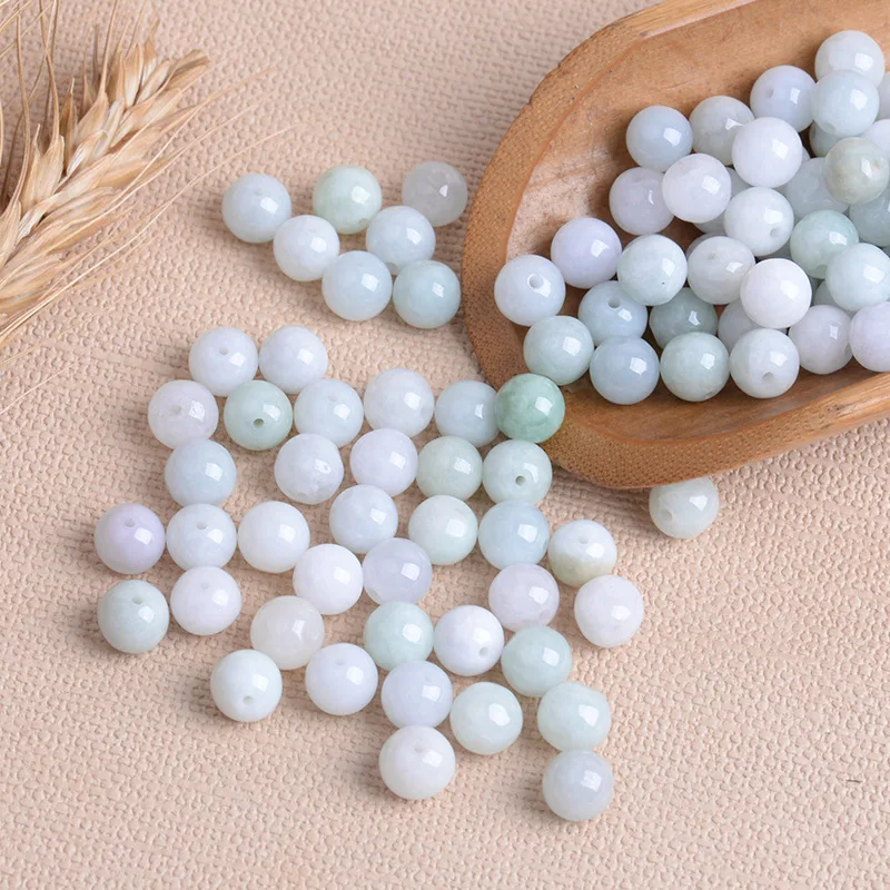 

Natural Myanmar jadeite jade loose beads bracelet round beads fashionable and versatile