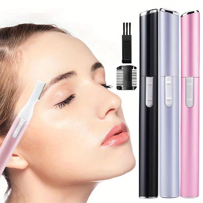 ماكينة تشذيب الحواجب الكهربائية للسيدات مزودة بفرشاة تنظيف ومشط وهي أداة تجميل شخصية متعددة الوظائف