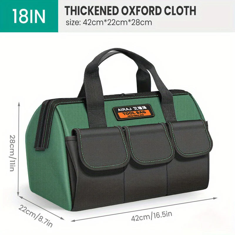 18 Inch Oxford Canvas Waterproof Bag Multifunctional Tool Bag Wear-Resistant Tool Repair Storage Large Capacity Electrician Bag