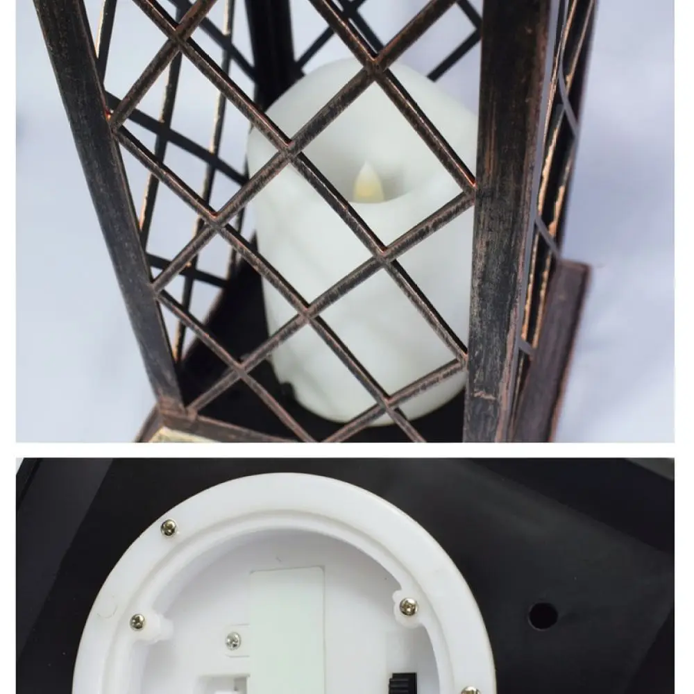 Vintage Iron Solar Candle Lantern Outdoor Hanging Light Decorative Garden Lamp For Pathway Yard Patio Decor