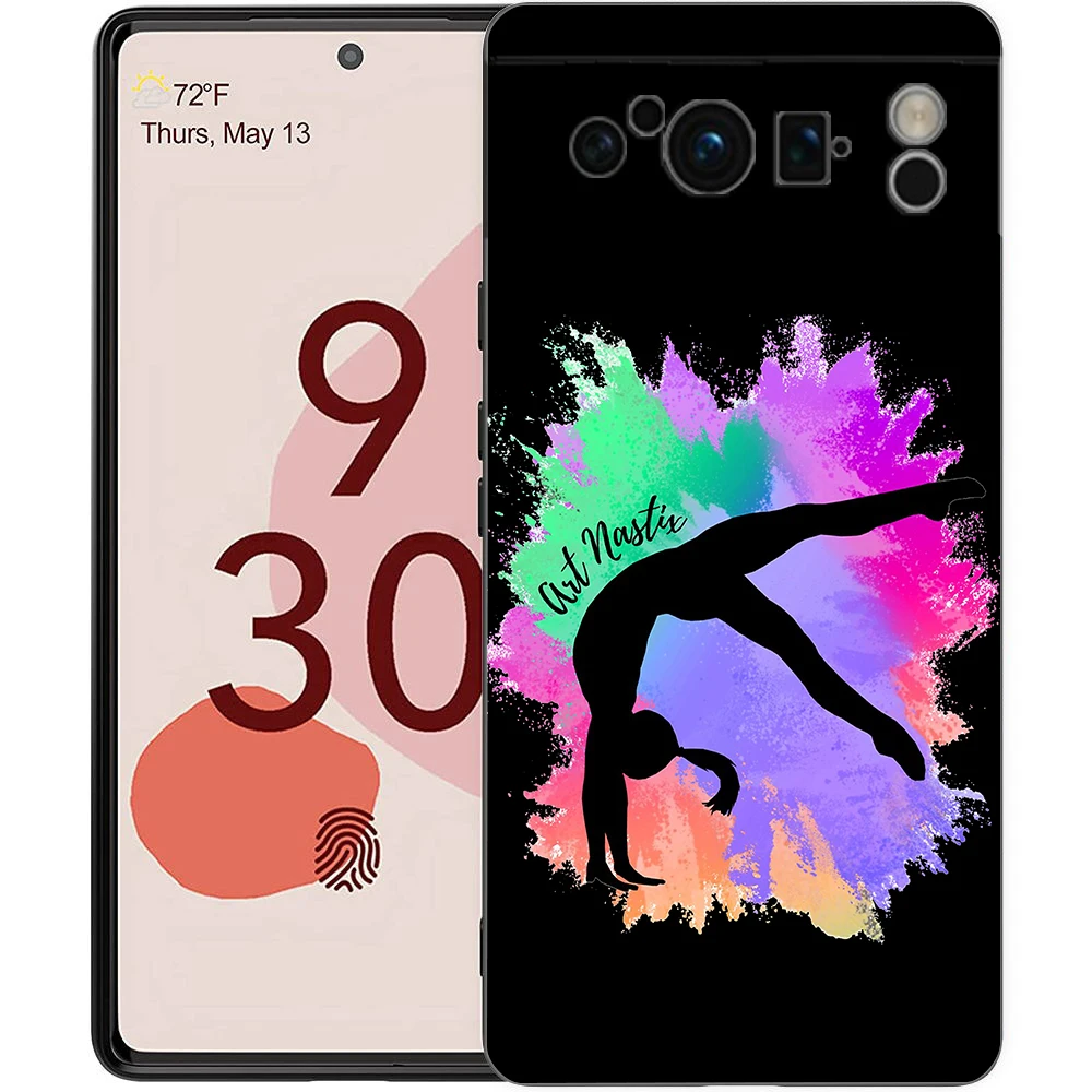 Luxury TPU Phone Case For Google Pixel 9 8 8A 7 7A 6 Pro XL 6A 5G Gymnastics water color Black Soft Back Cover