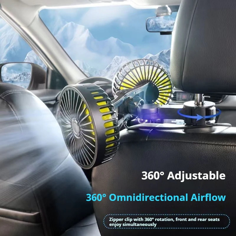 Car Rear Fan Van Van Double Head Fan Usb Strong Electric Fan Car Rear Seat Fan