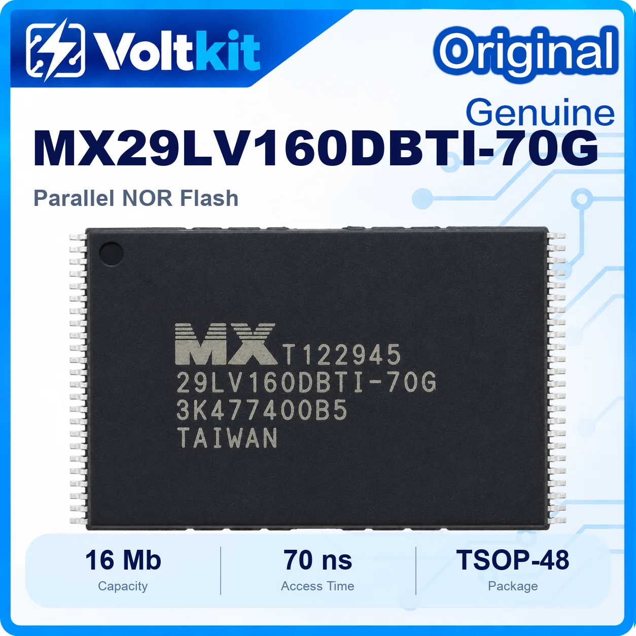 1PCS MX29LV160DBTI-70G MX29LV160DBTI TSOP-48 16Mbit 3V Bottom Boot Parallel NOR Flash Memory IC Macronix