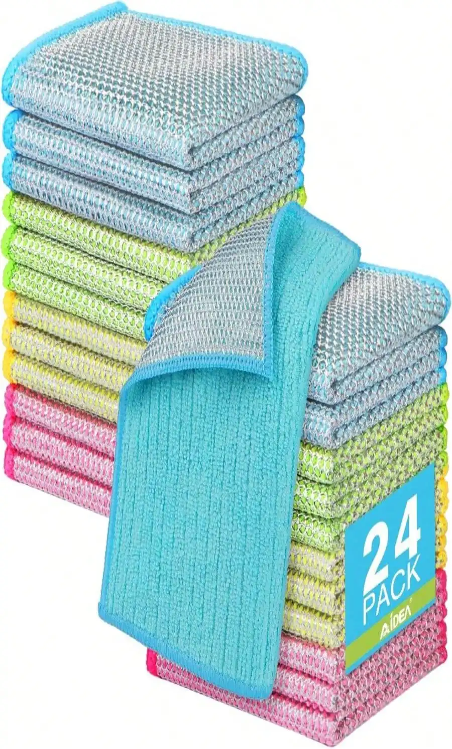 AIDEA Non Scratch Wire Dishcloth 24PK, Wire Dishwashing Rag For Wet And Dry, Washable Dish Rags No Odor, Cleaning Pads Steel Scrubber For Cookware, Sinks, Dishes, Stove Tops, 7
