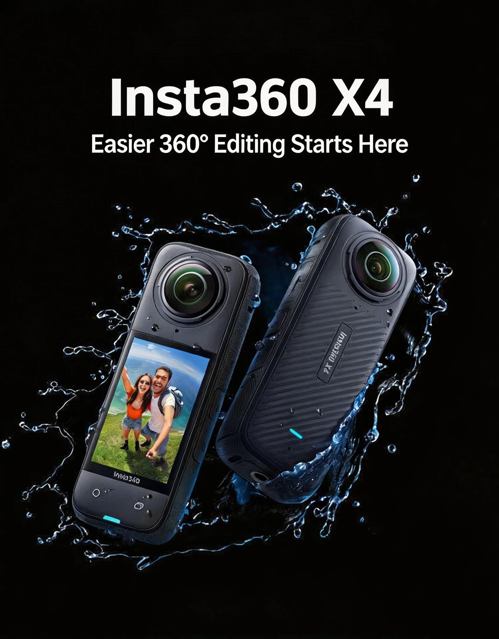Insta360 X4 Waterproof 360 Action Camera 8K 72MP Magic In Action Active HDR 2.5 TouchScreen for Vlog Riding Skiing