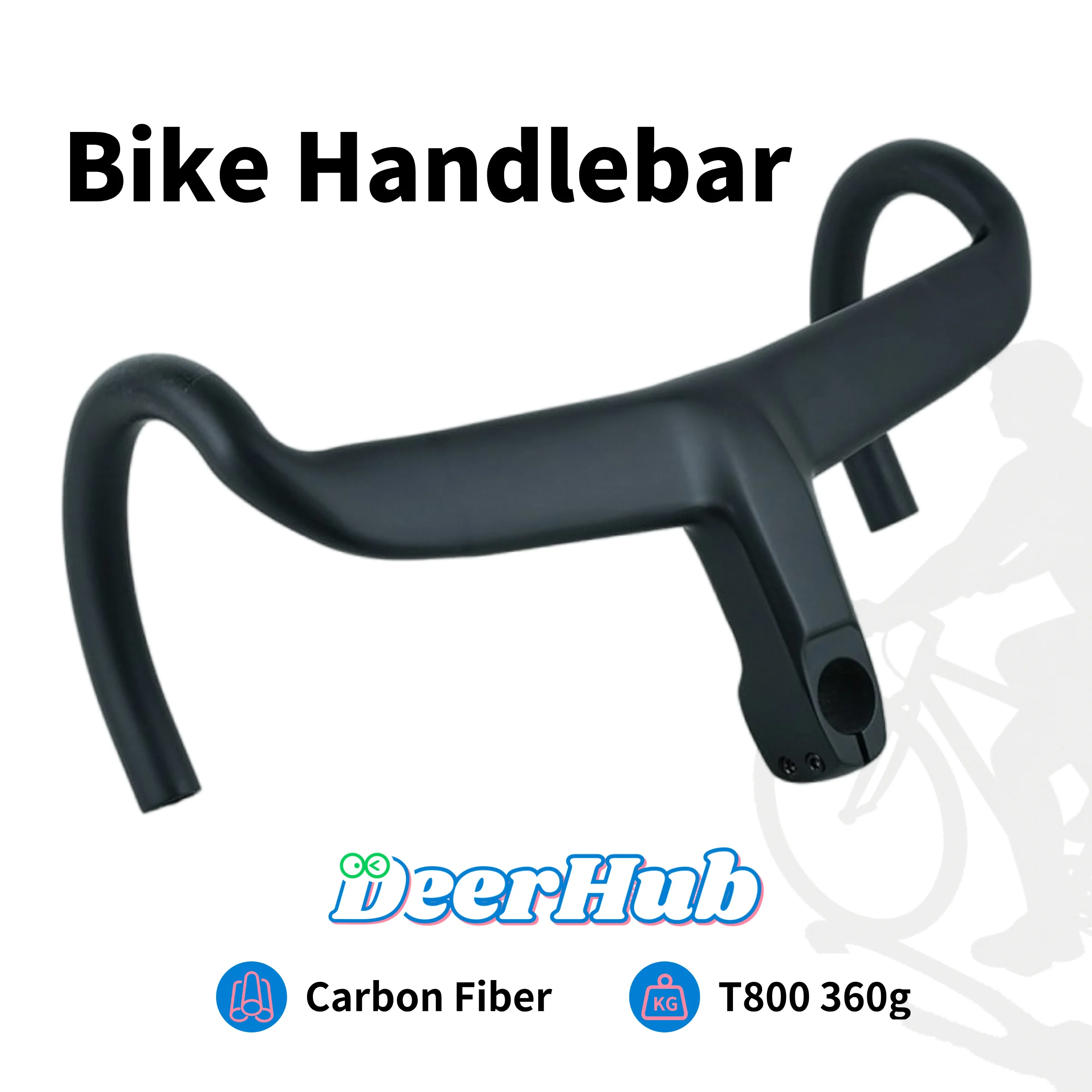 

DeerHub T800 Carbon Fiber Integrated Road Bike Handlebar 360g Ultra Light Multiple Widths 360mm to 440mm