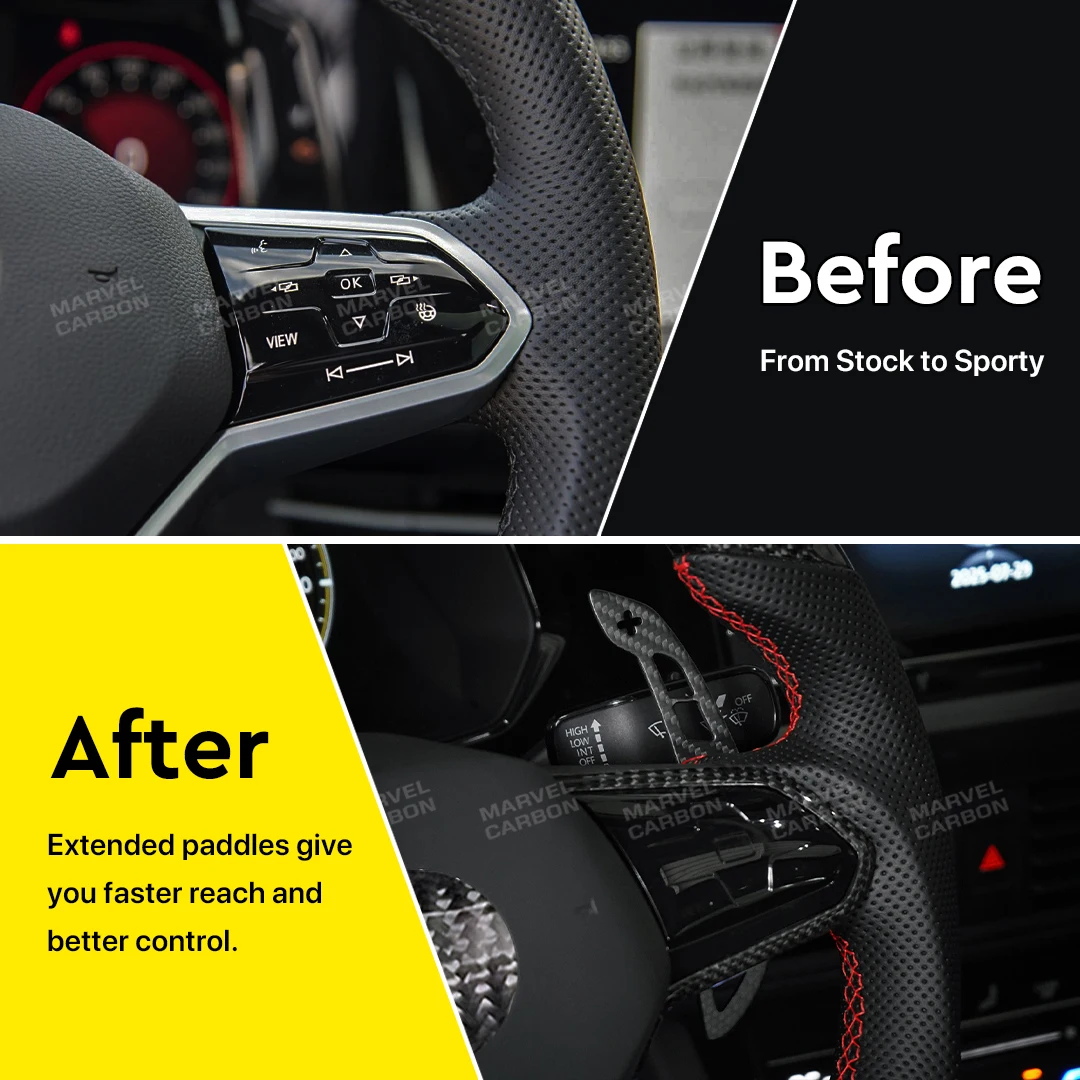 MC Carbon Fiber Magnetic Paddle Shifters For VW Golf 8 MK8 GTI R R Line 2021 2022 2023 2024 2025 Magnetic Attraction