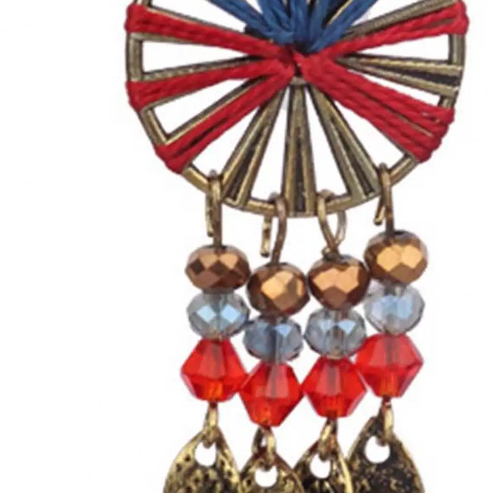 1 Pair Beads Multicolor Shiny Drop Earrings Bohemian Hollow Vintage Hook Earrings Party Jewelry