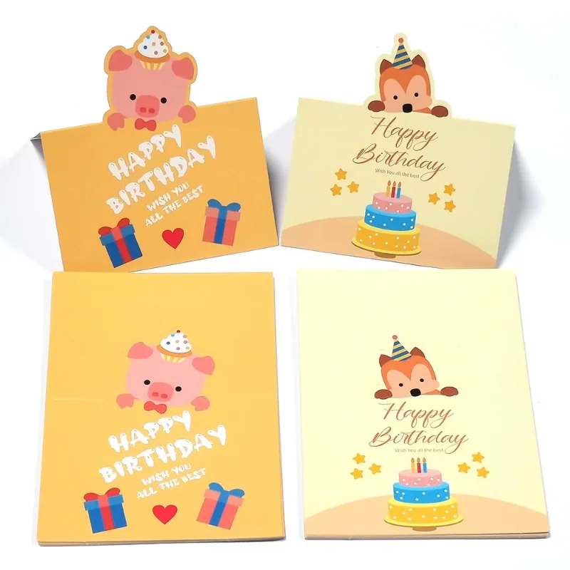 Happy Birthday Greeting Card Note Message Cards Bouquet Gifts Party Supplies Cartoon Greeting Cards for Kids Birthday