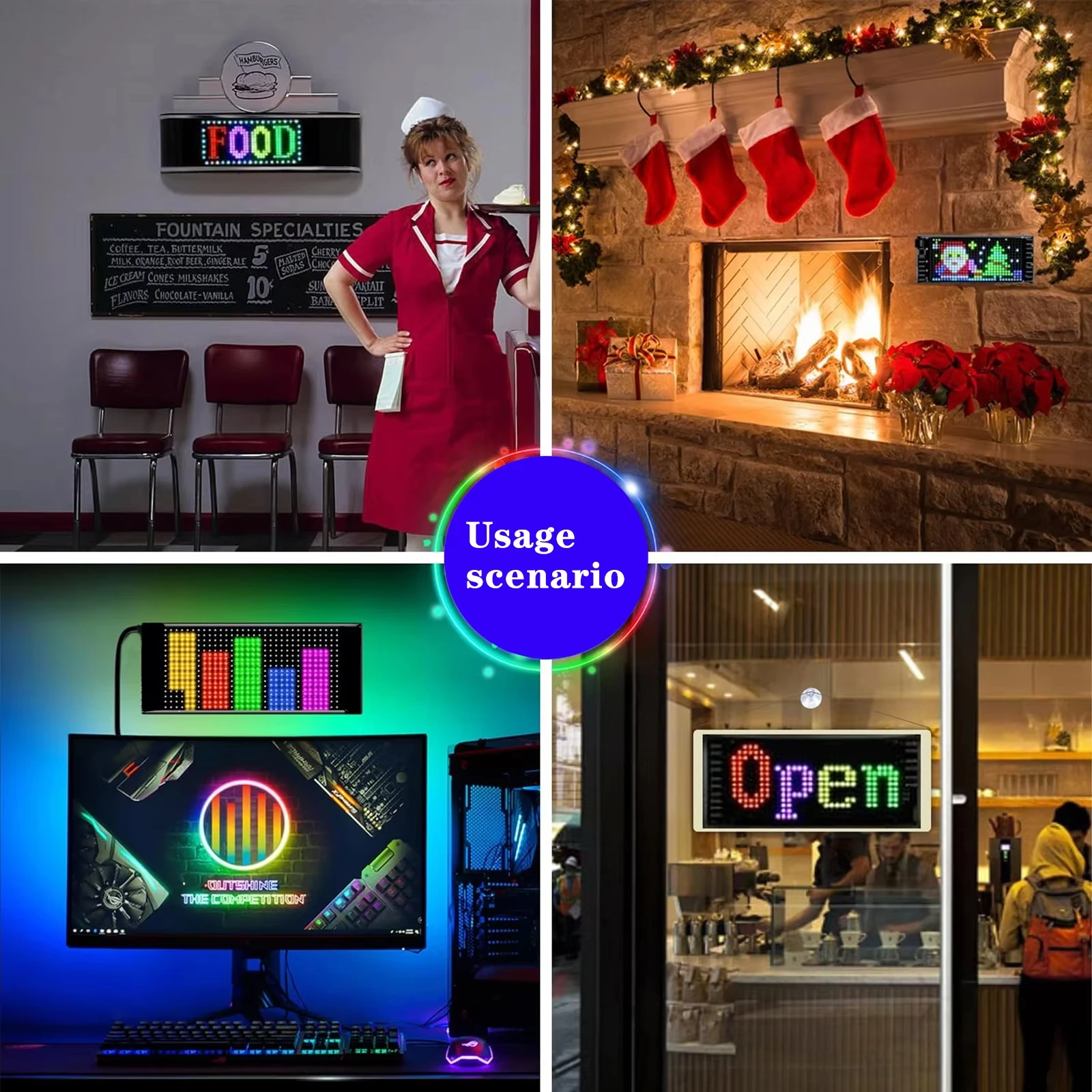 Xiaomi LED Matrix Pixel Panel Graffiti Scrolling Bright Advertising LED Signs Flexible USB 5V LED Car Sign Bluetooth App Control